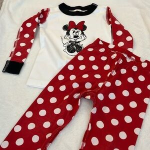 Kids Disney Minnie Mouse Dot Long John Pajama Set in 4T